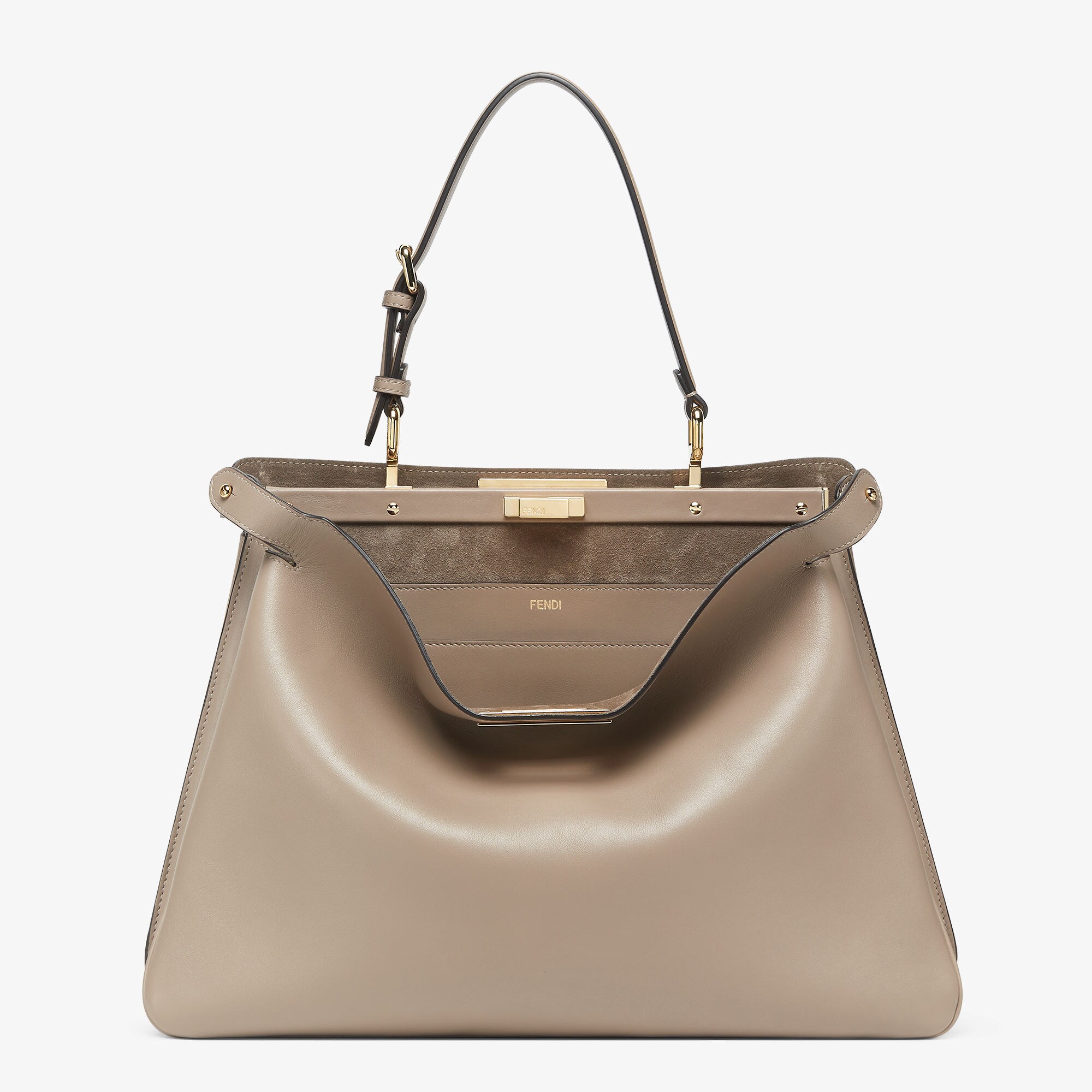 FENDI 25SS PEEKABOO SOFT LARGE ベージュ クロシェバッグ Peekaboo Soft Medium Leather Grey | Fendi