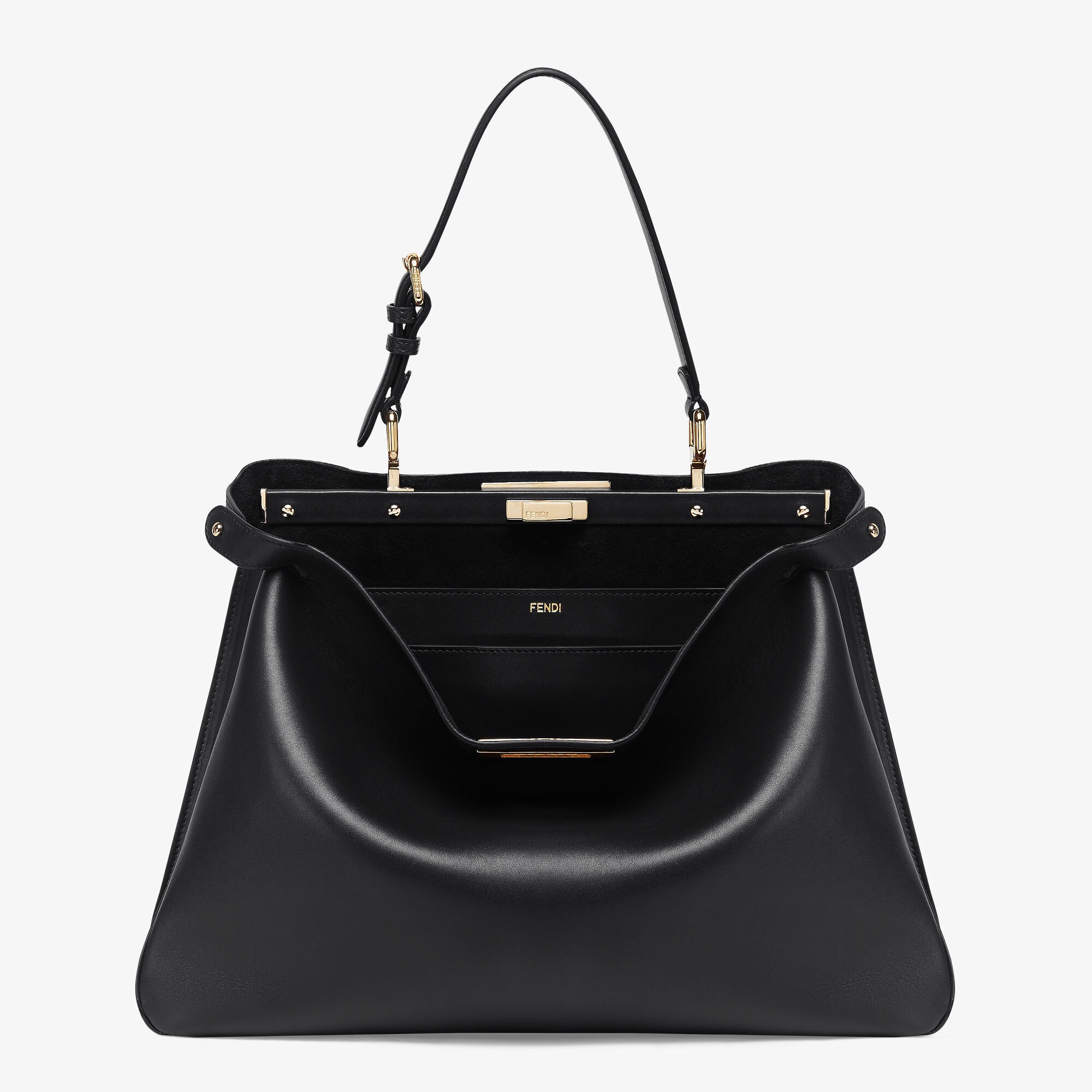 VIP価格★【FENDIPeekaboo Soft Largeダブグレー Peekaboo Soft Large Leather Black | Fendi