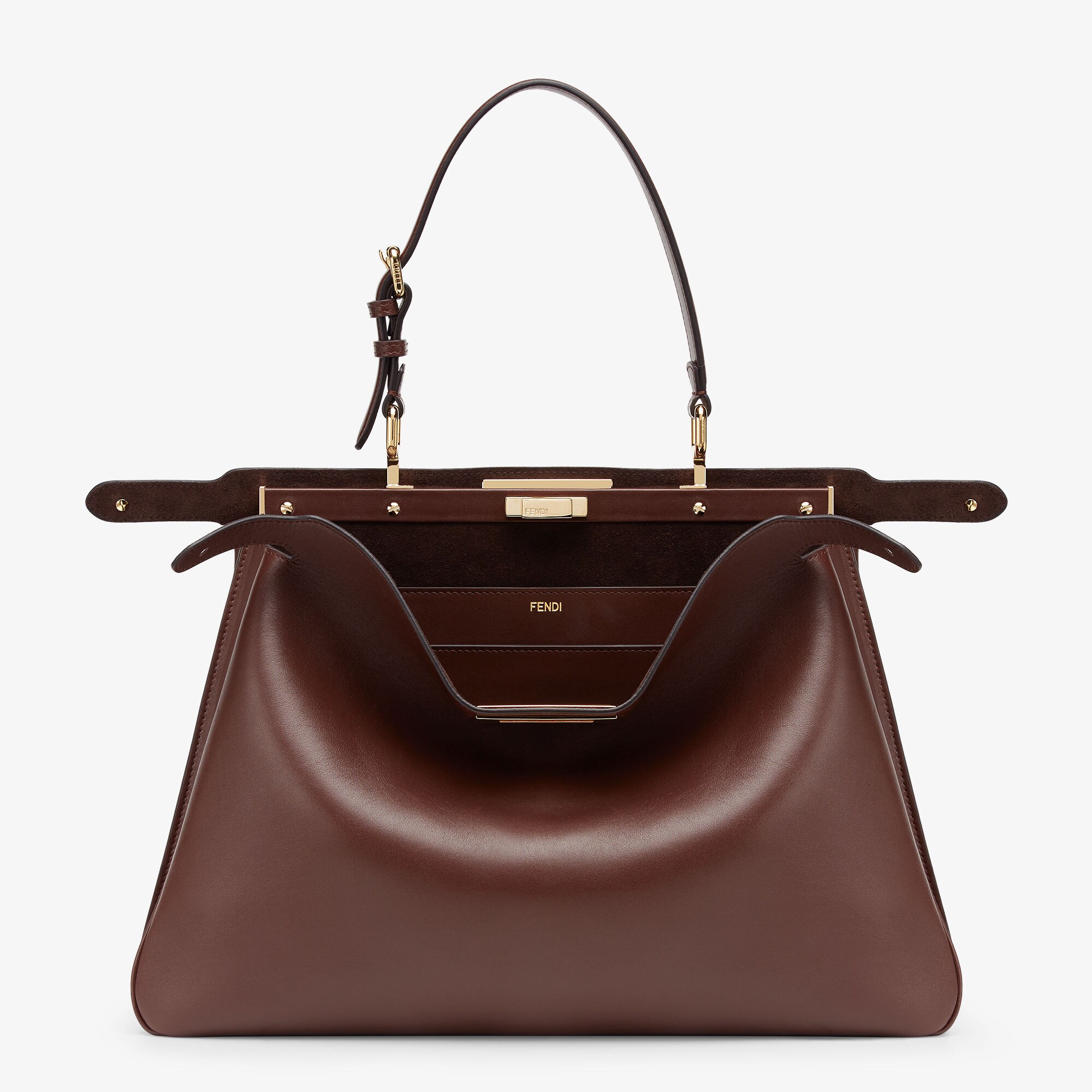 FENDI 24AW PEEKABOO ダークブラウン SOFT レザーバッグ ラージ Peekaboo Soft Large Leather Brown | Fendi