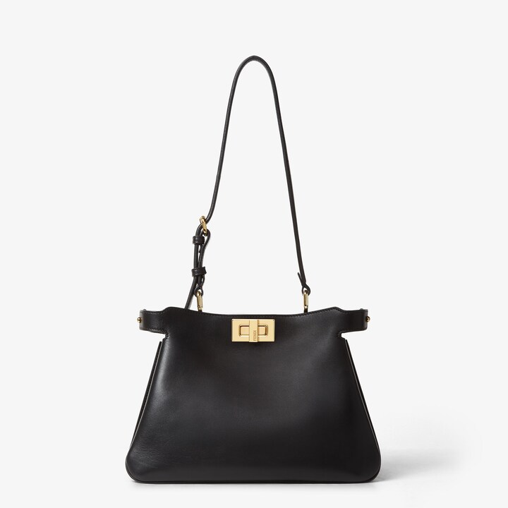 ★美品　Fendi 毛皮バッグ 保存袋付き Peekaboo Soft中号手袋-黑色皮革手袋-女士手袋-FENDI芬迪官网