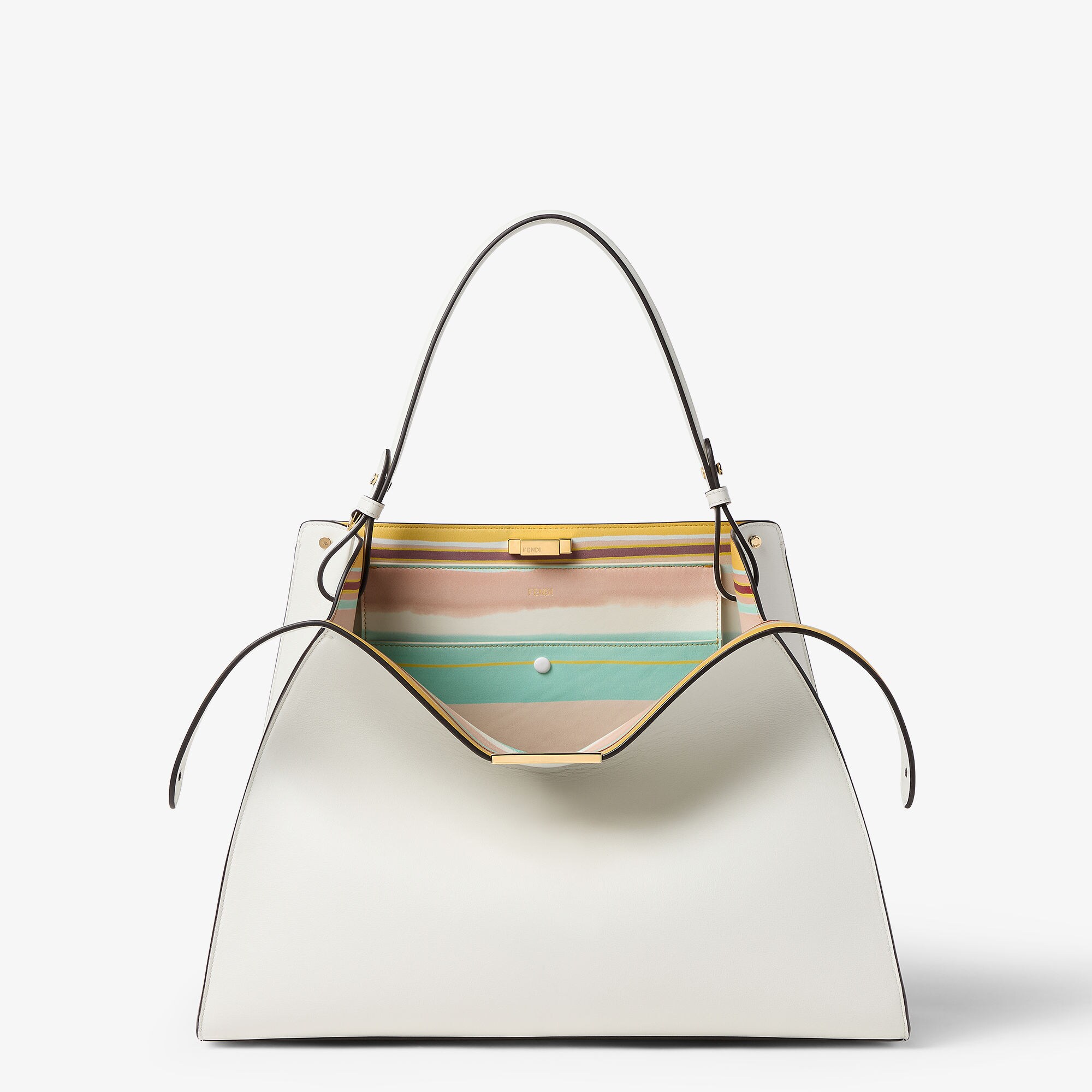 حقيبة Fendi Way بحجم كبير حقيبة من الجلد باللون الأبيض مع قسم داخلي متعدد الألوان 2