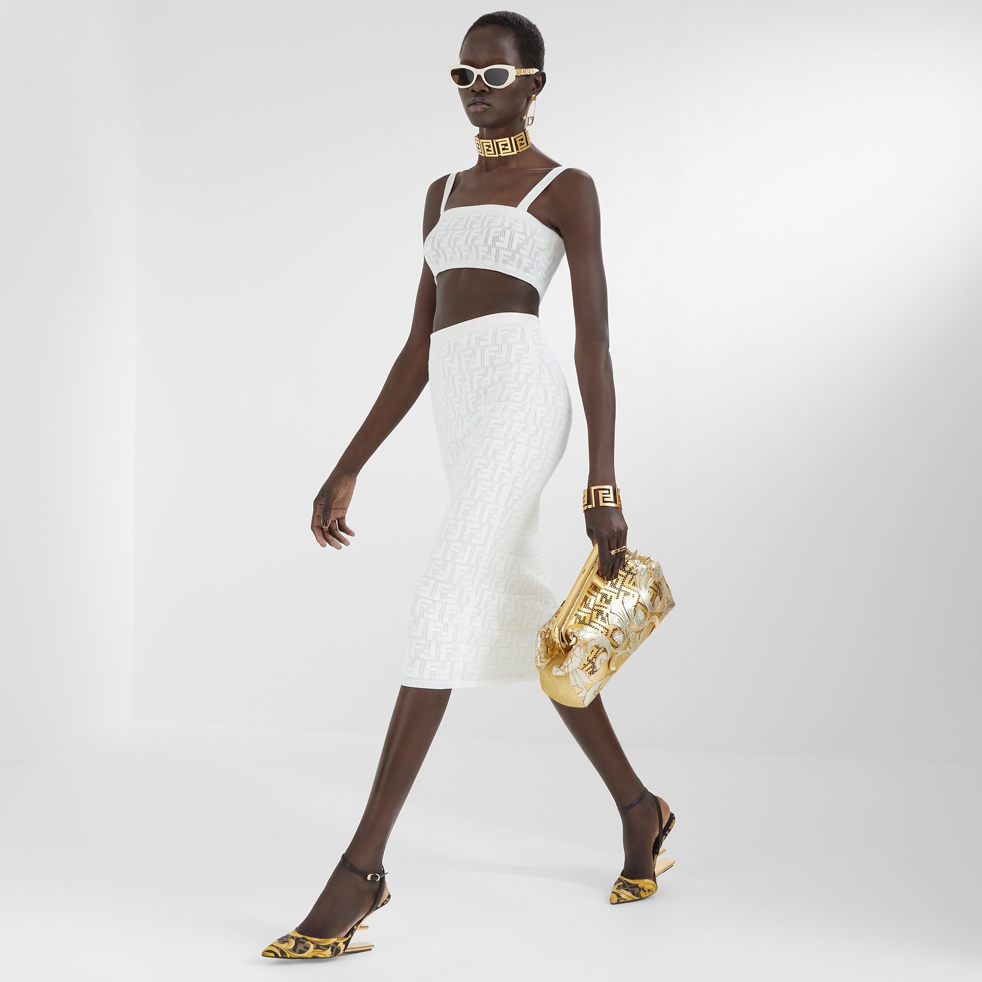 Fendi First Fendace Gold-coloured leather bag