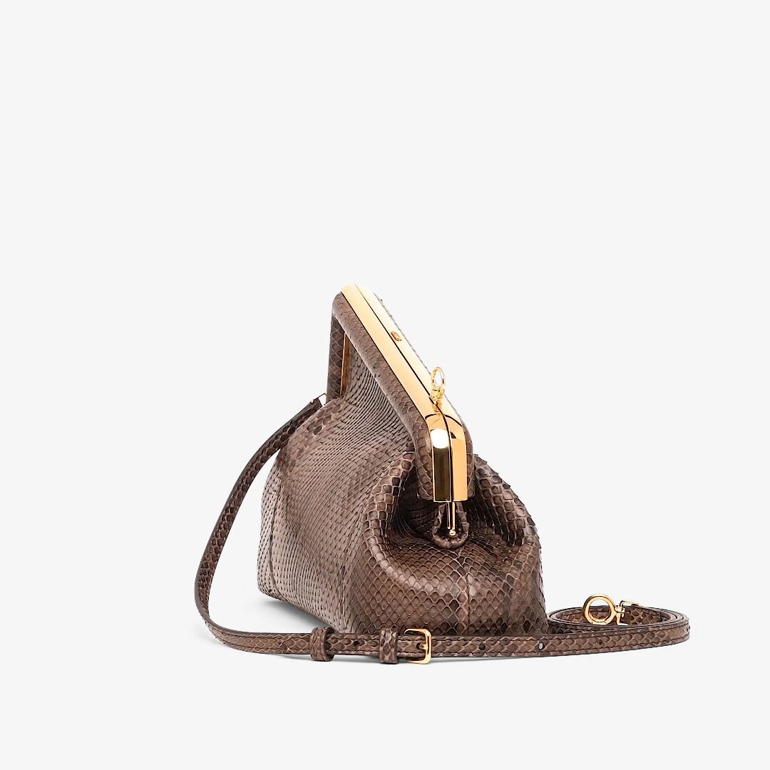 Fendi First Small - Dark brown python leather bag | Fendi