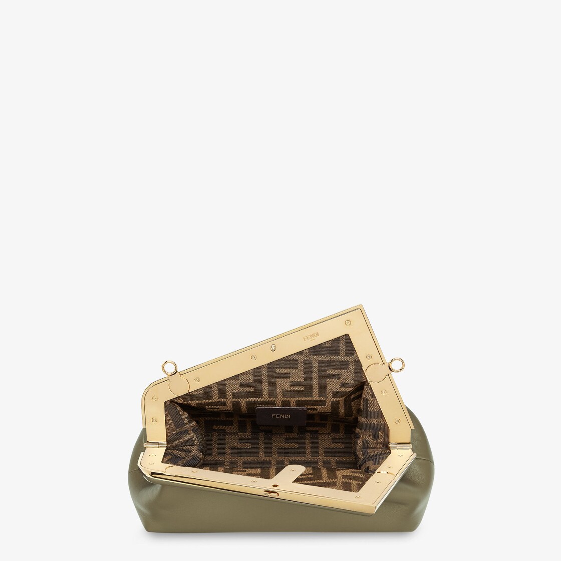 Fendi First Small Leather Green Lamb leather (nappa) - FF jacquard fabric lining - Image 4/5