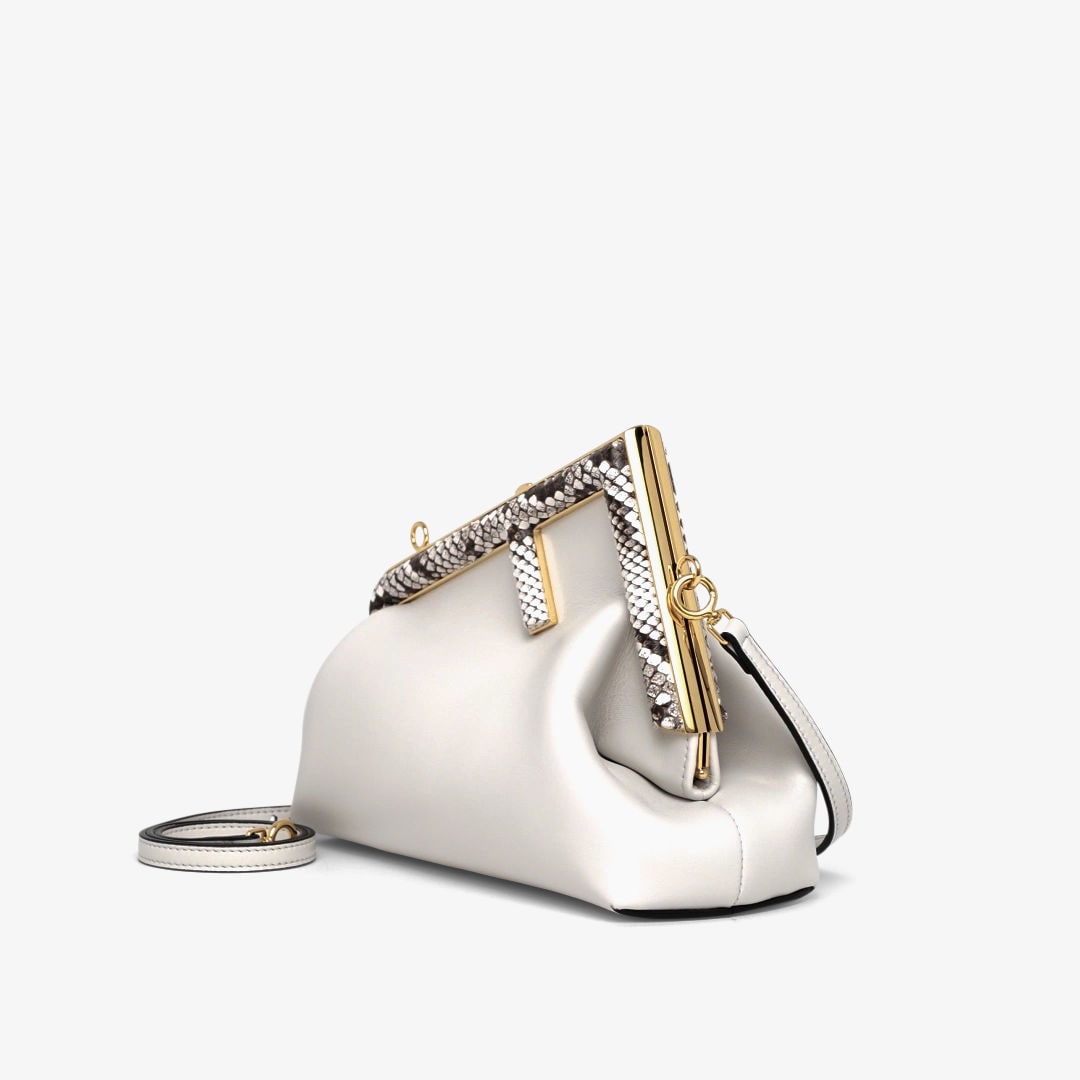 Fendi First Small - White leather bag with exotic details | Fendi