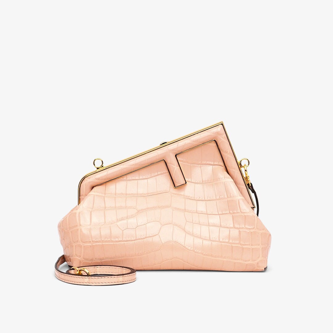 Fendi First Small Leather Clutch Bag in Pink