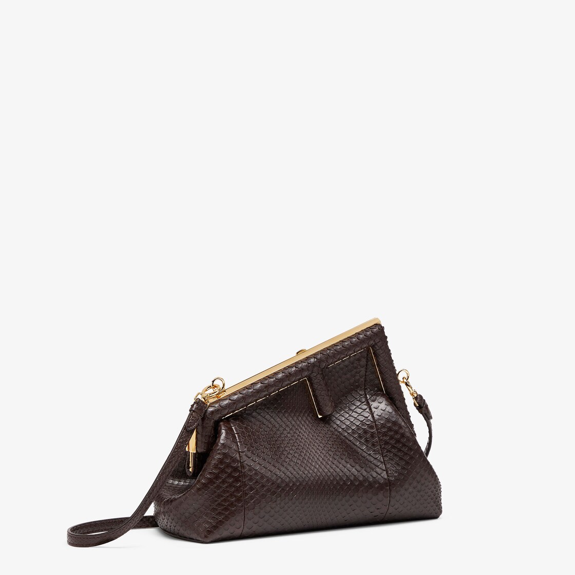 Fendi First Small - Dark brown ostrich leather bag