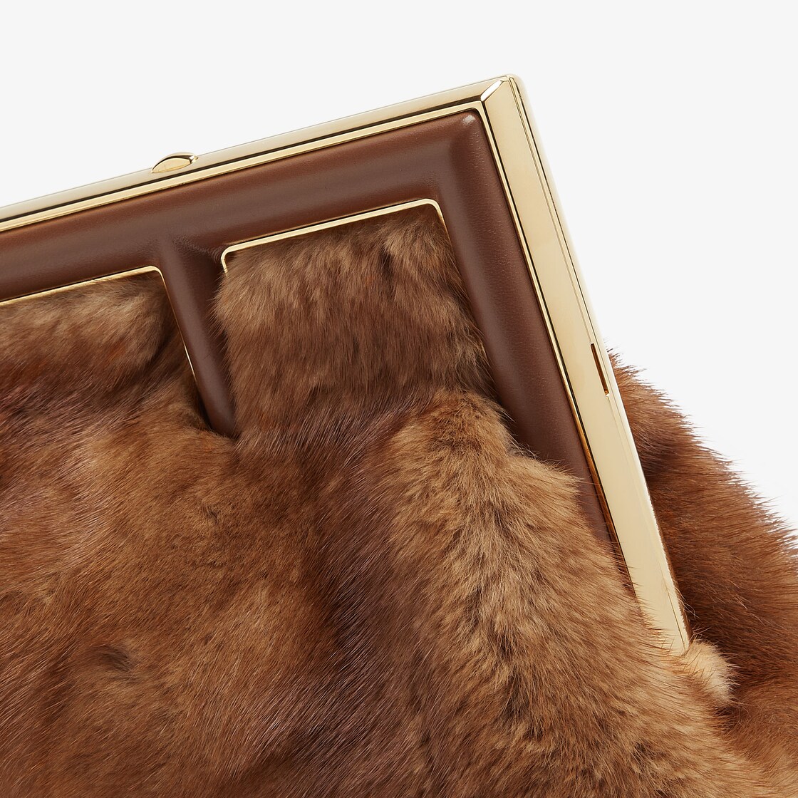 FENDI FIRST CLUTCH BAG BROWN