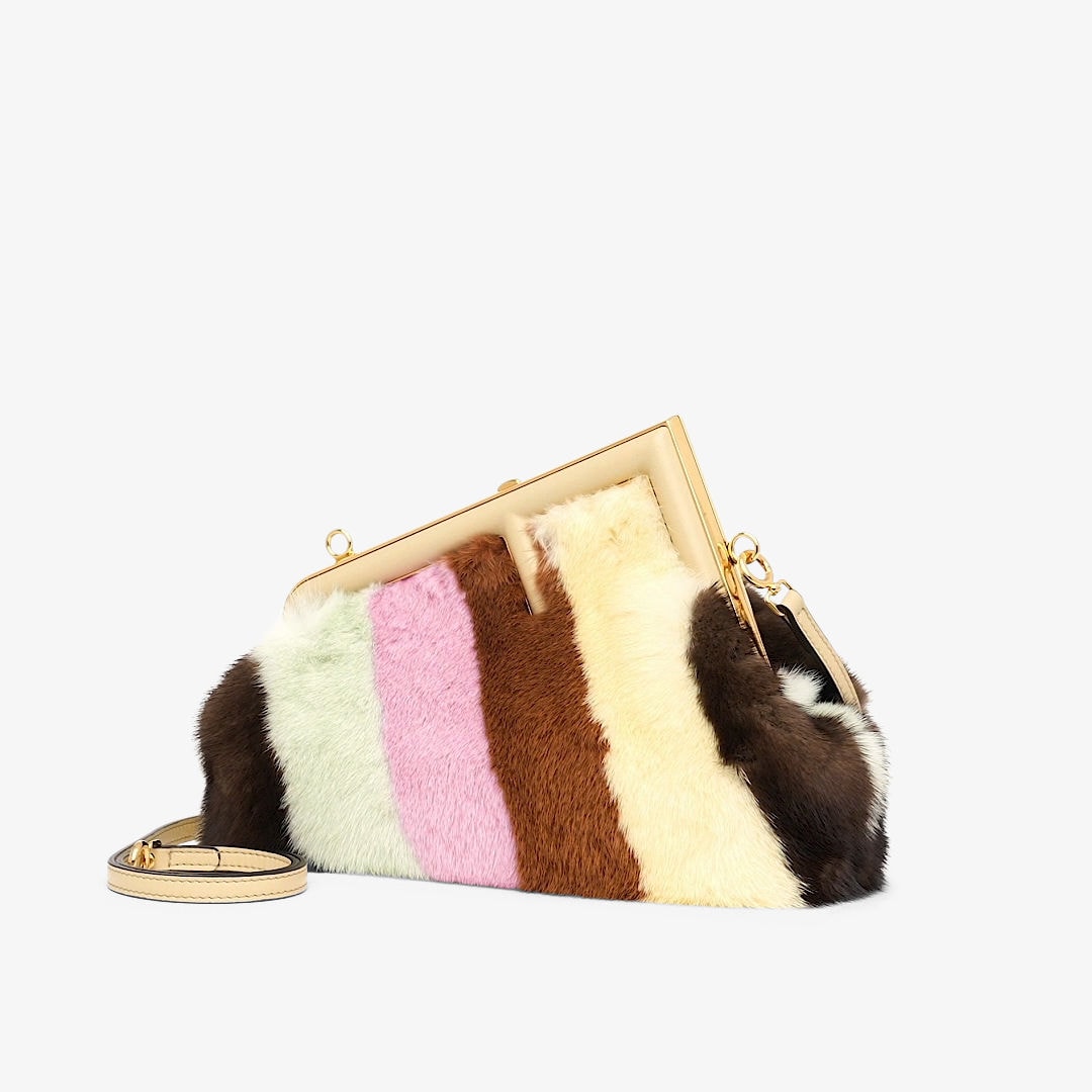 Fendi First Small - Mink bag with multicolour inlay