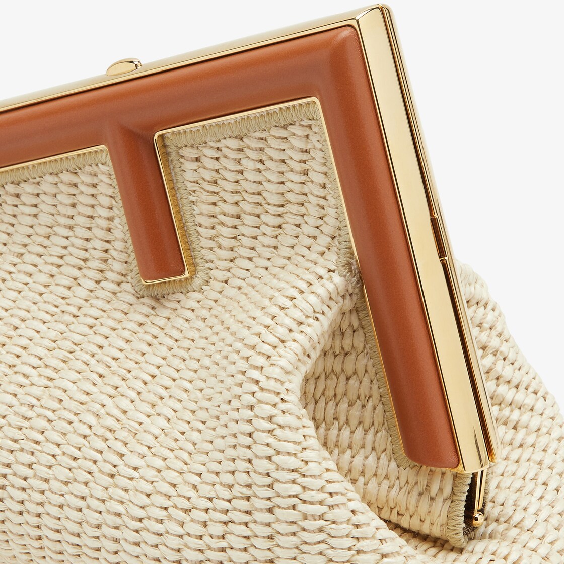 Fendi First Straw Small Bag In Beige