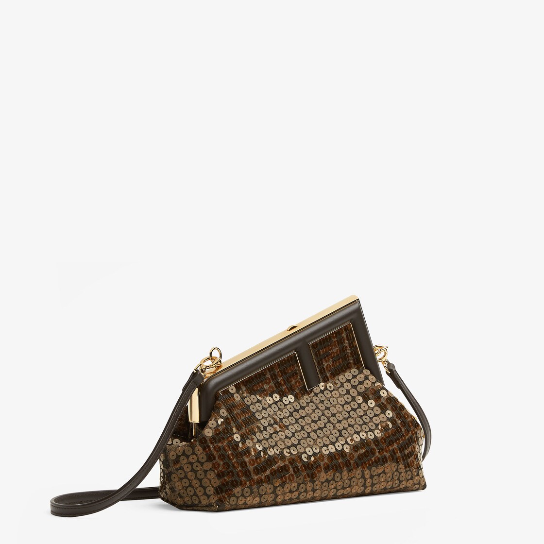 Fendi Small First Bag In FF Motif Fabric Brown