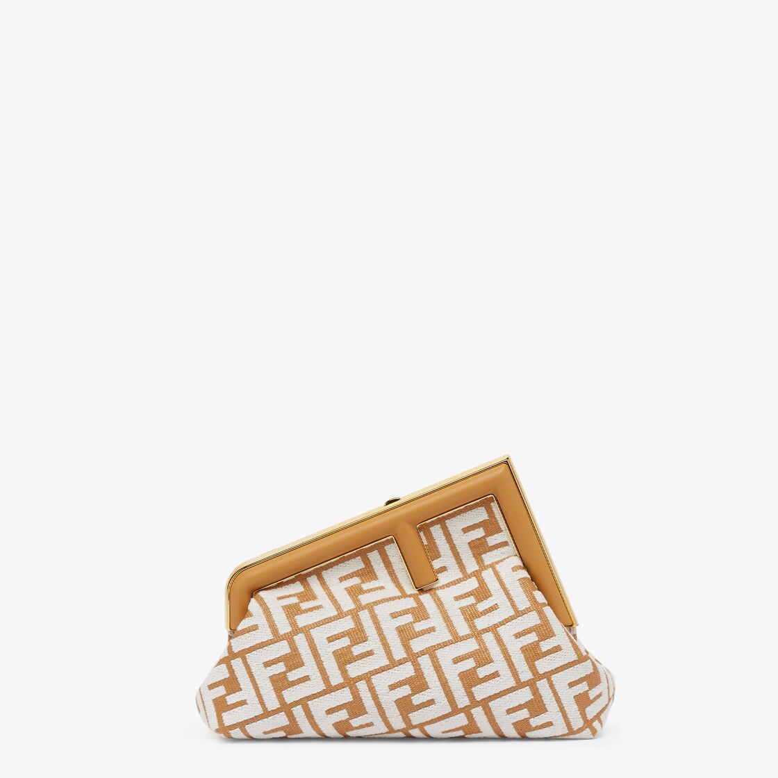 FENDI: By The Way Mini bag in raffia with all-over embroidered FF monogram  - Beige