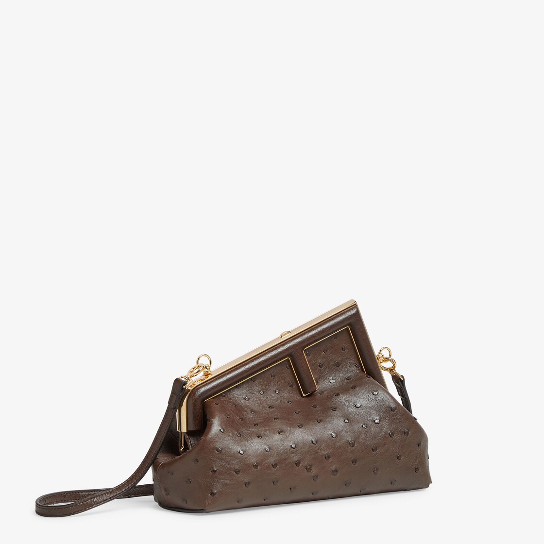 Fendi First Small - Beige ostrich leather bag