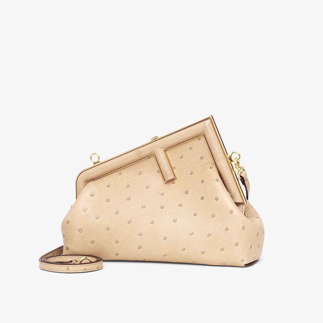 Fendi First Small - Pink ostrich leather bag