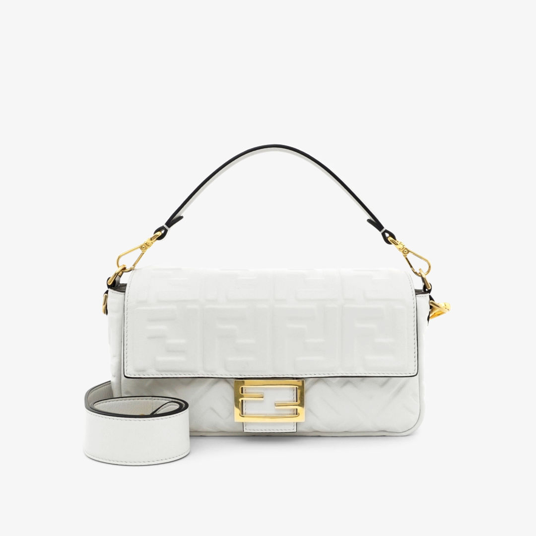 fendi baguette white leather