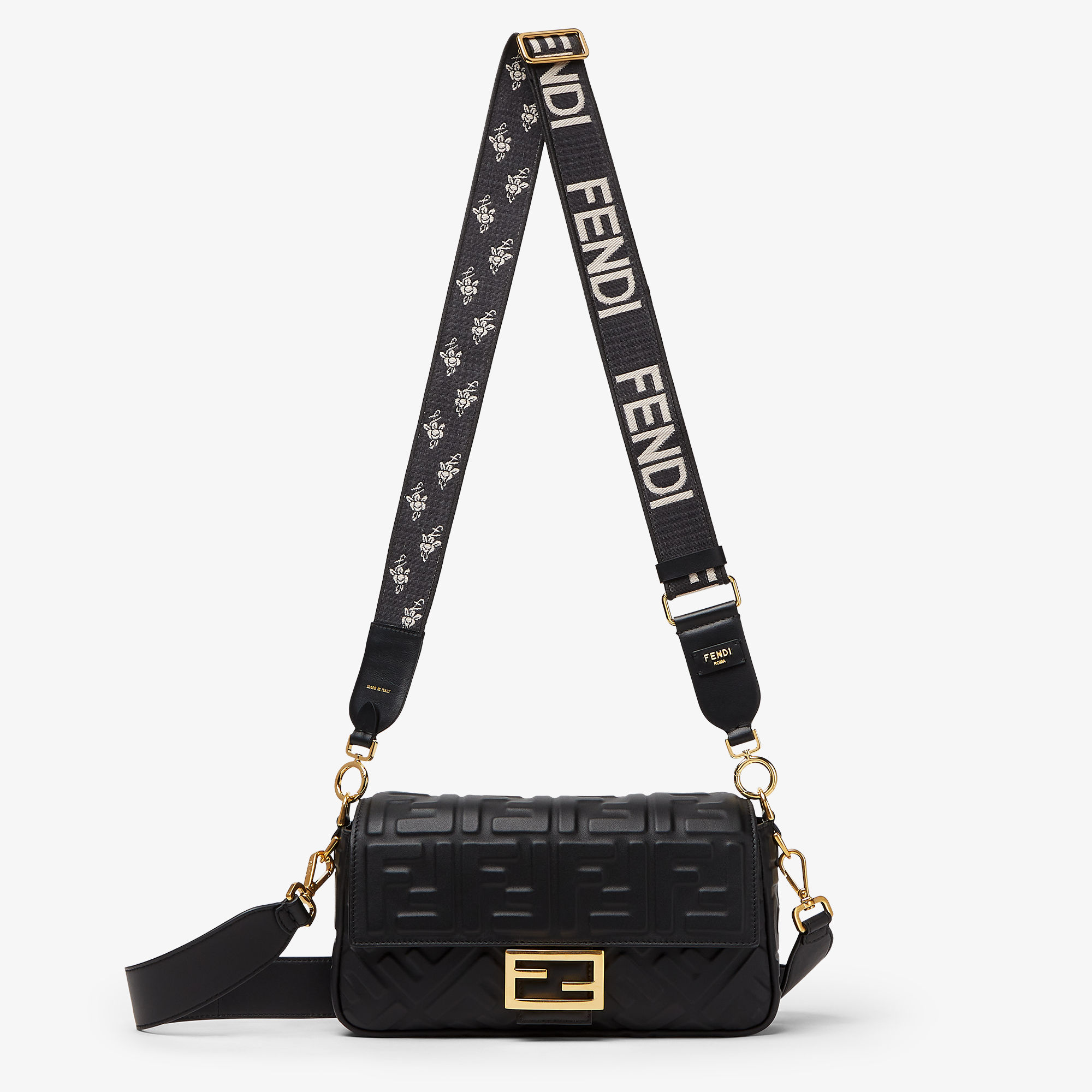 FENDI公式】バゲット ブラックレザー バッグ ミディアム FENDI公式】バゲット ブラックレザー バッグ ミディアム
