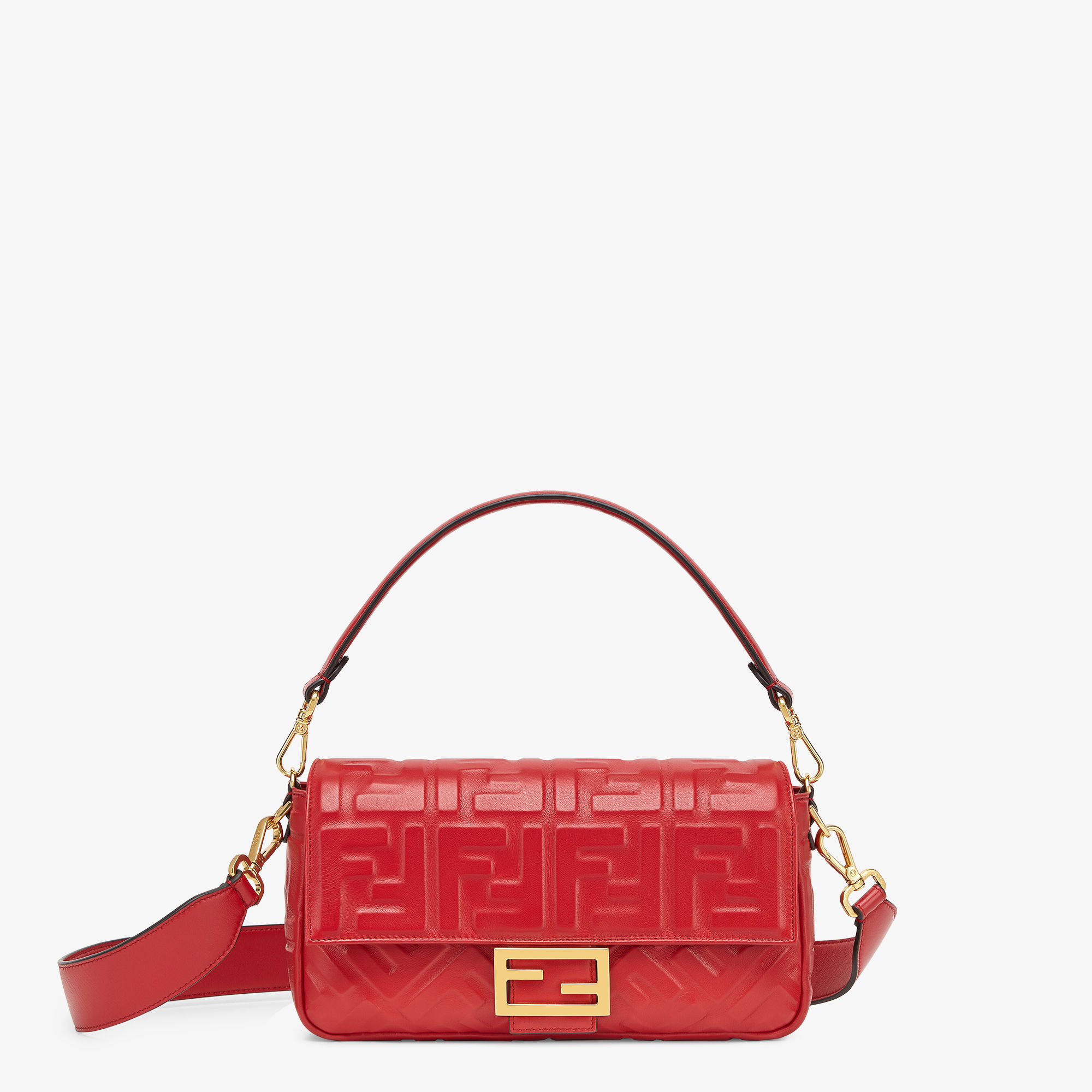 Fendi Baguette Mini Chain Shoulder Bag in Red