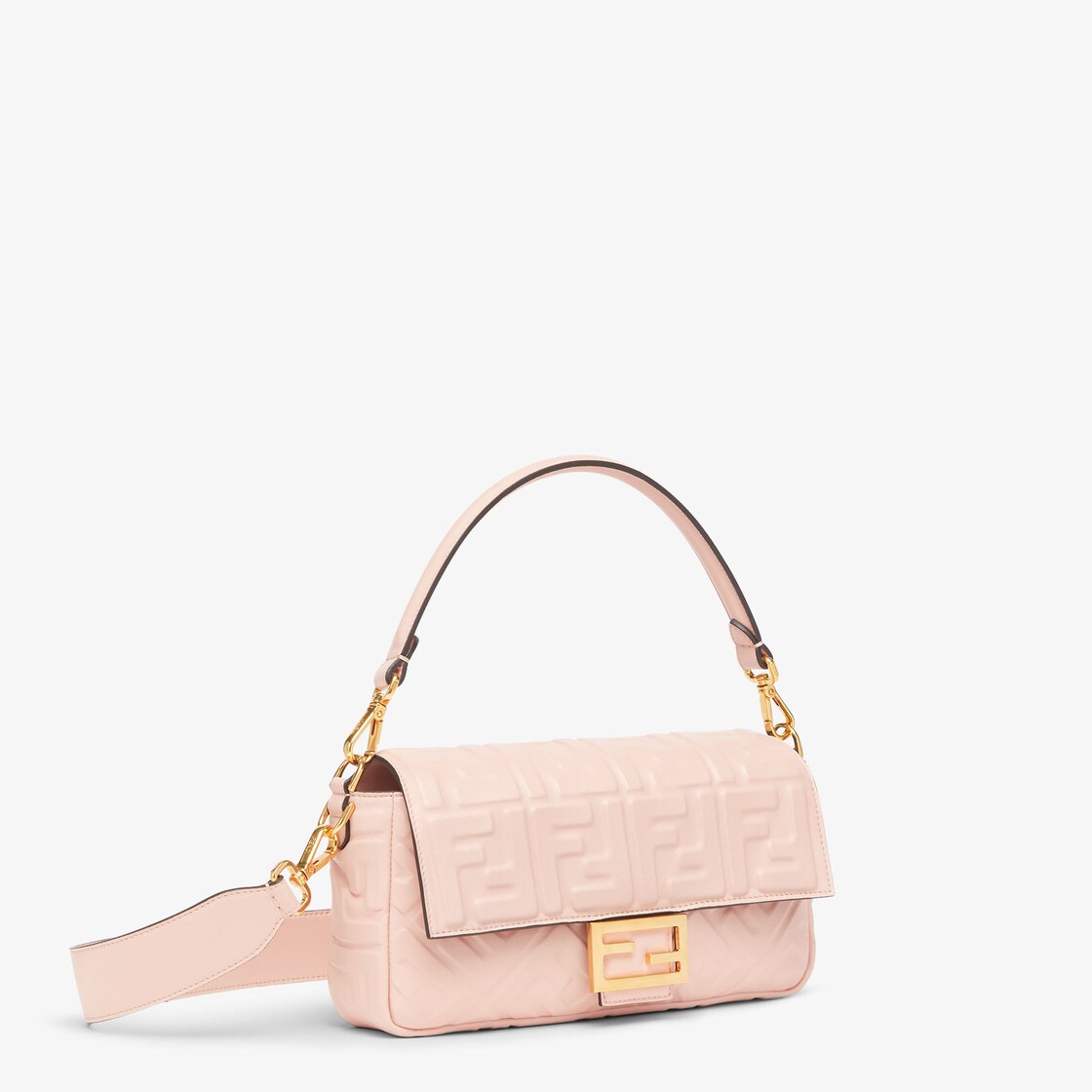 FENDI: pouch bag in nappa leather with logo - Pink  Fendi crossbody bags  8BT337 ADM9 online at