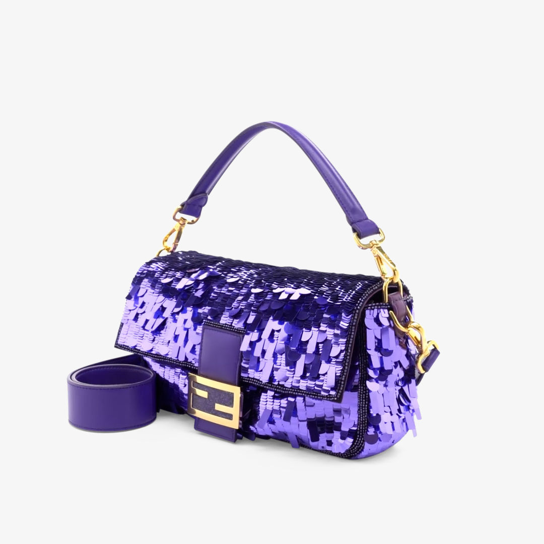 fendi baguette purple sequin