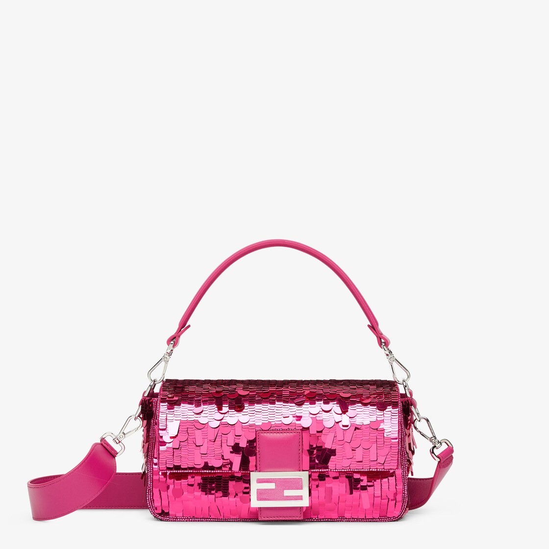 Baguette - Pink sequin and leather bag