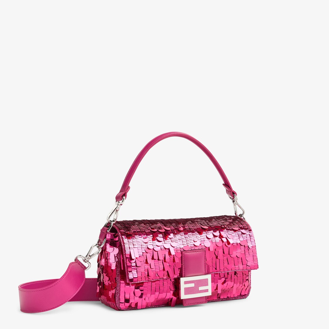 Fendi Baguette Bag Pink Paillettes Exotic Skin Handle Vintage