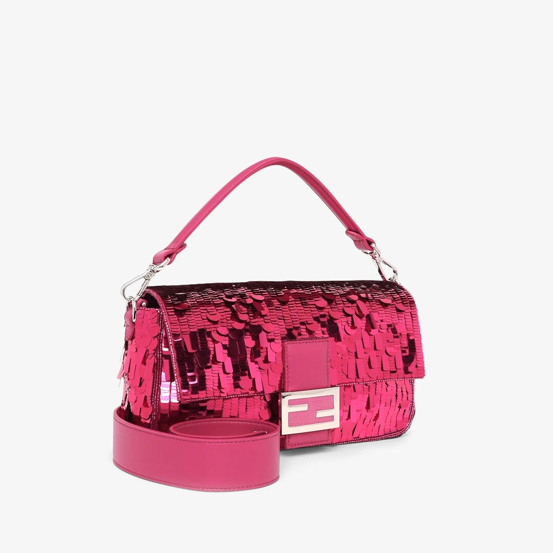 Baguette - Fuchsia sequinned bag | Fendi