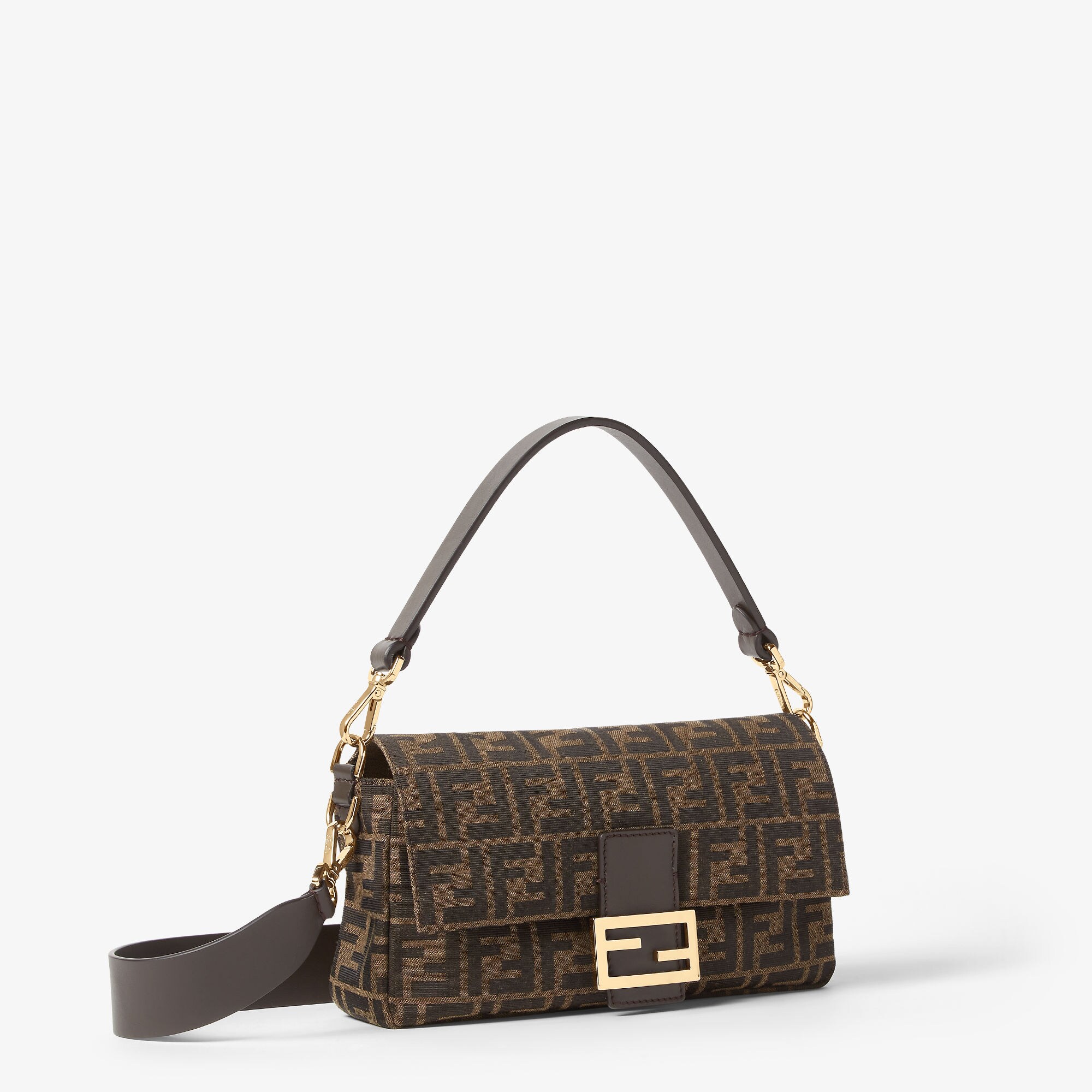 Baguette® Tobacco brown FF jacquard fabric bag