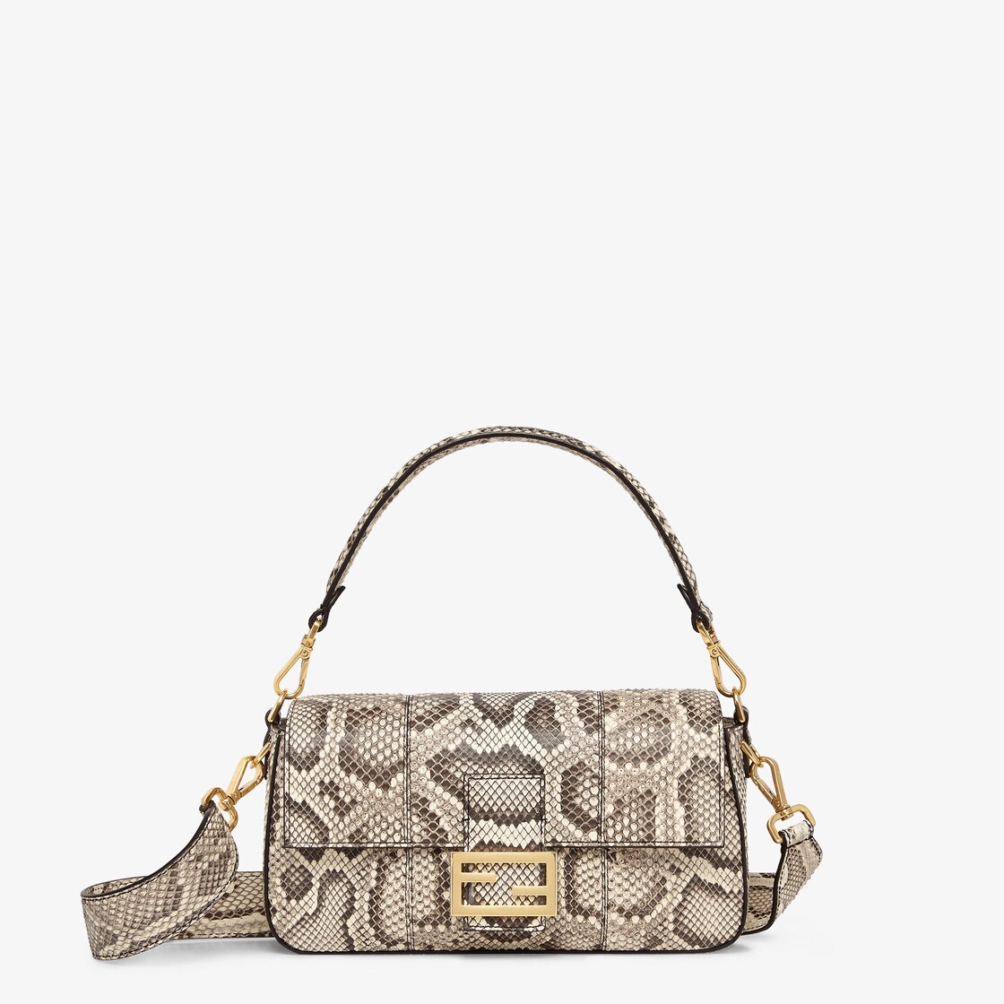 Baguette bag in natural python-like leather