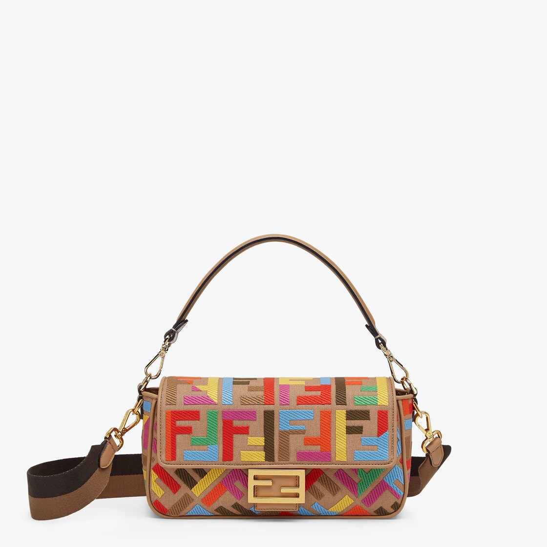 Tamano relativo Paquete o empaquetar Parche Baguette - Multicolour FF canvas bag | Fendi