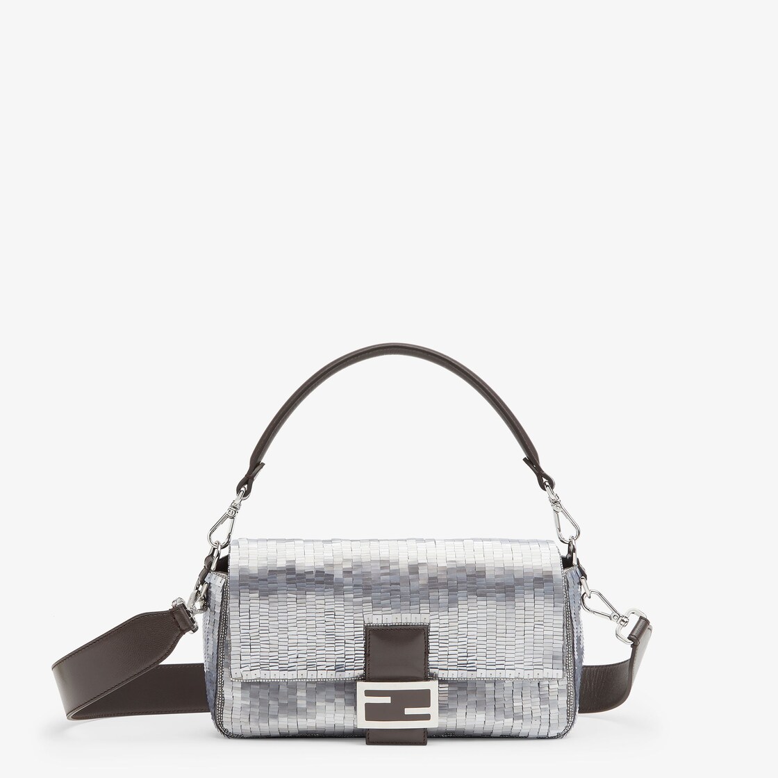 Fendi Silver Sequin Baguette