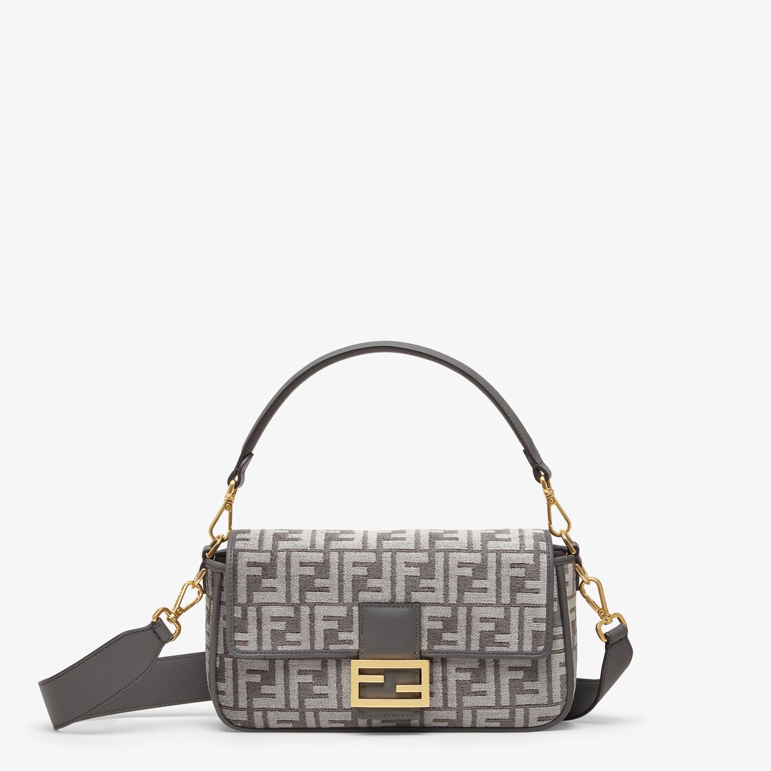 Fendi Baguette Pouch In FF Motif Fabric Black