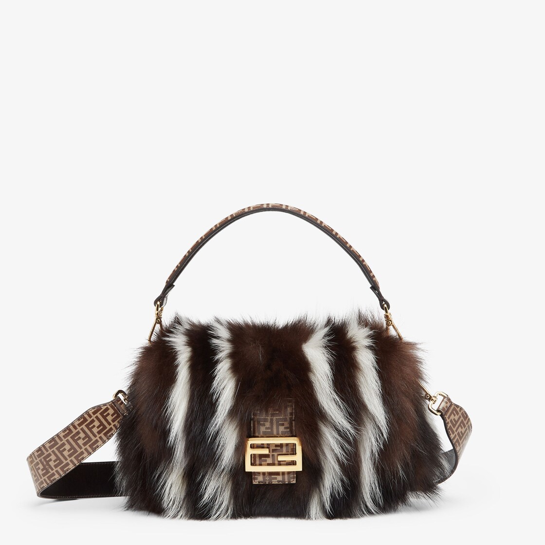 Baguette Re Edition bag in inlaid fur Fendi