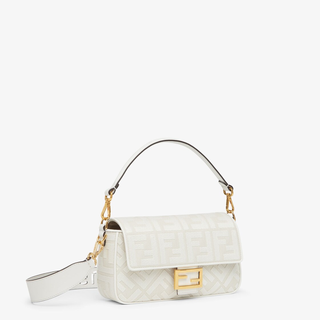 Fendi White Canvas FF Baguette Bag ○ Labellov ○ Buy and Sell