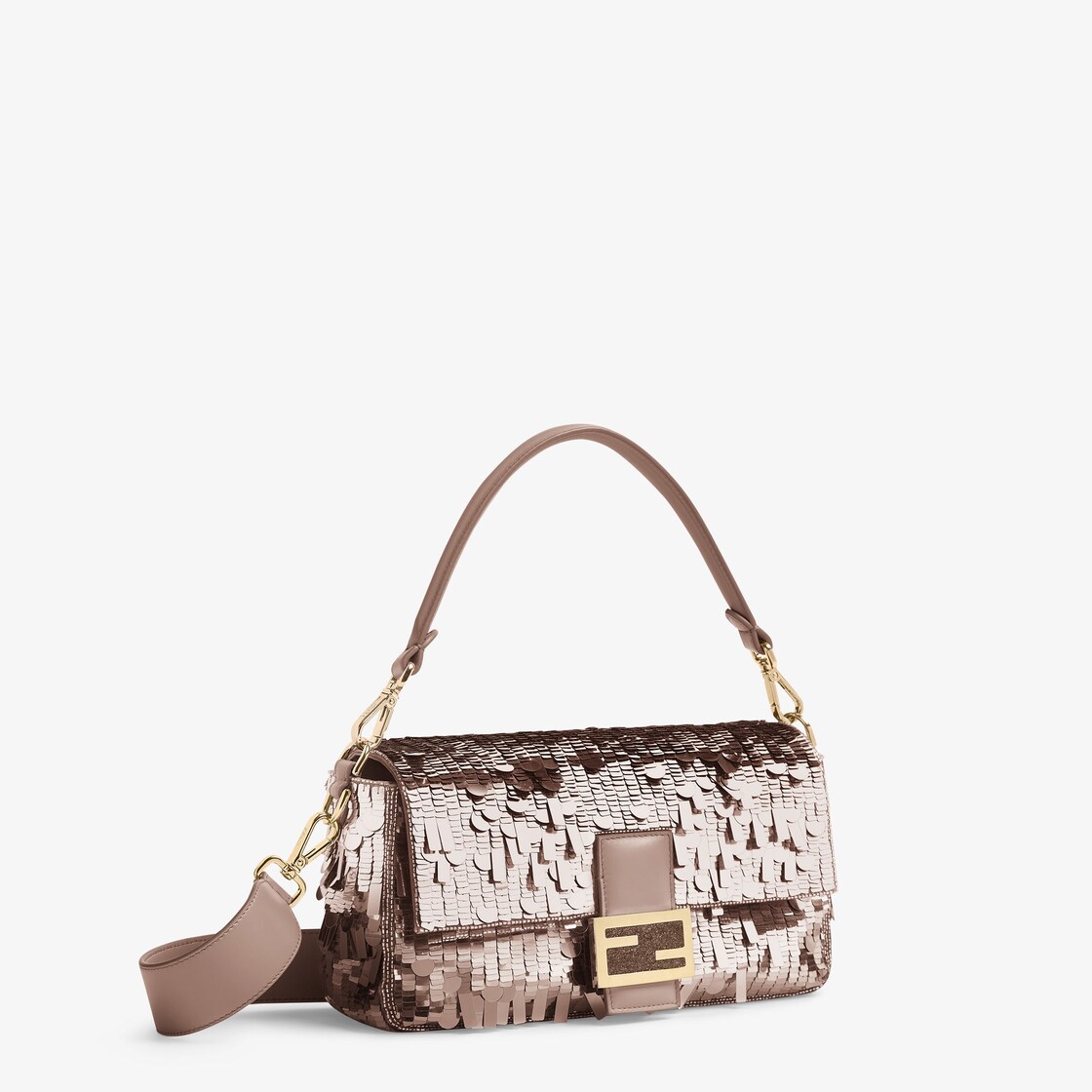 Baguette Dove grey sequin and leather bag Fendi