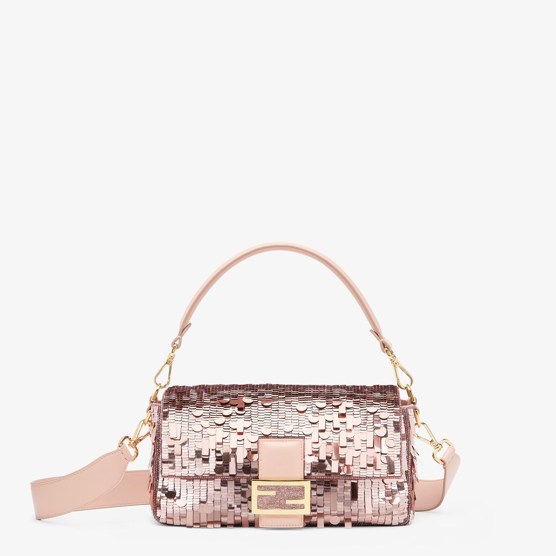 Baguette - Pink sequin and leather bag