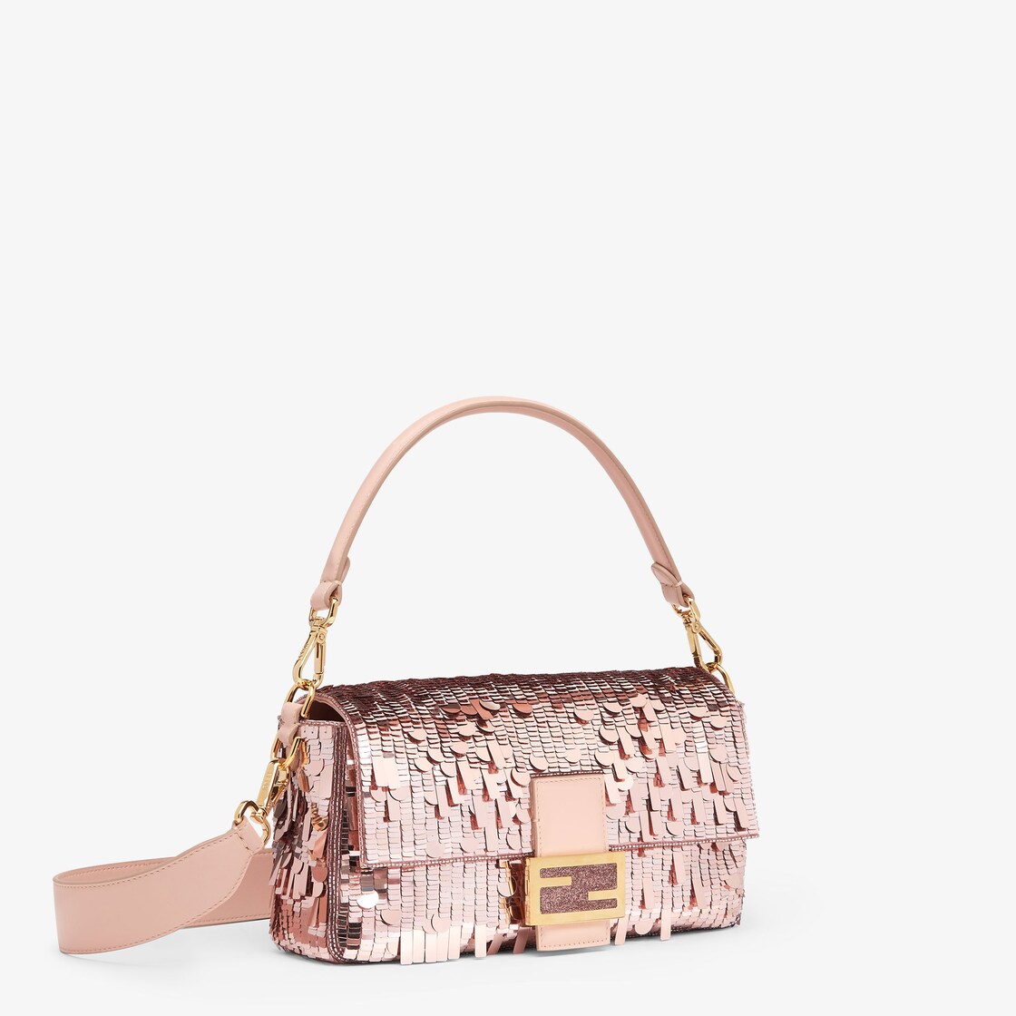 Baguette Mini - Pink sequin and leather bag