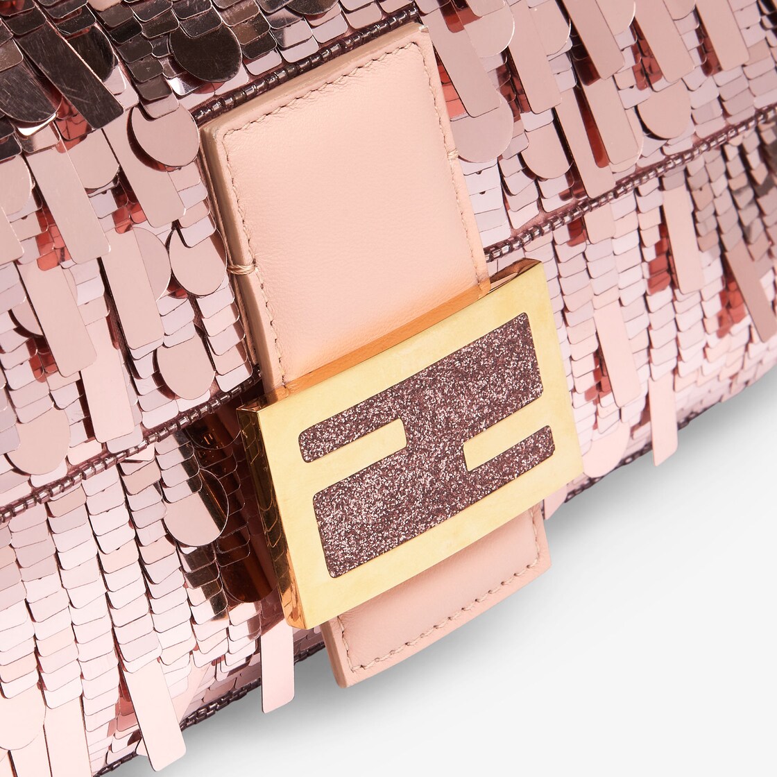 Baguette - Pink sequin and leather bag