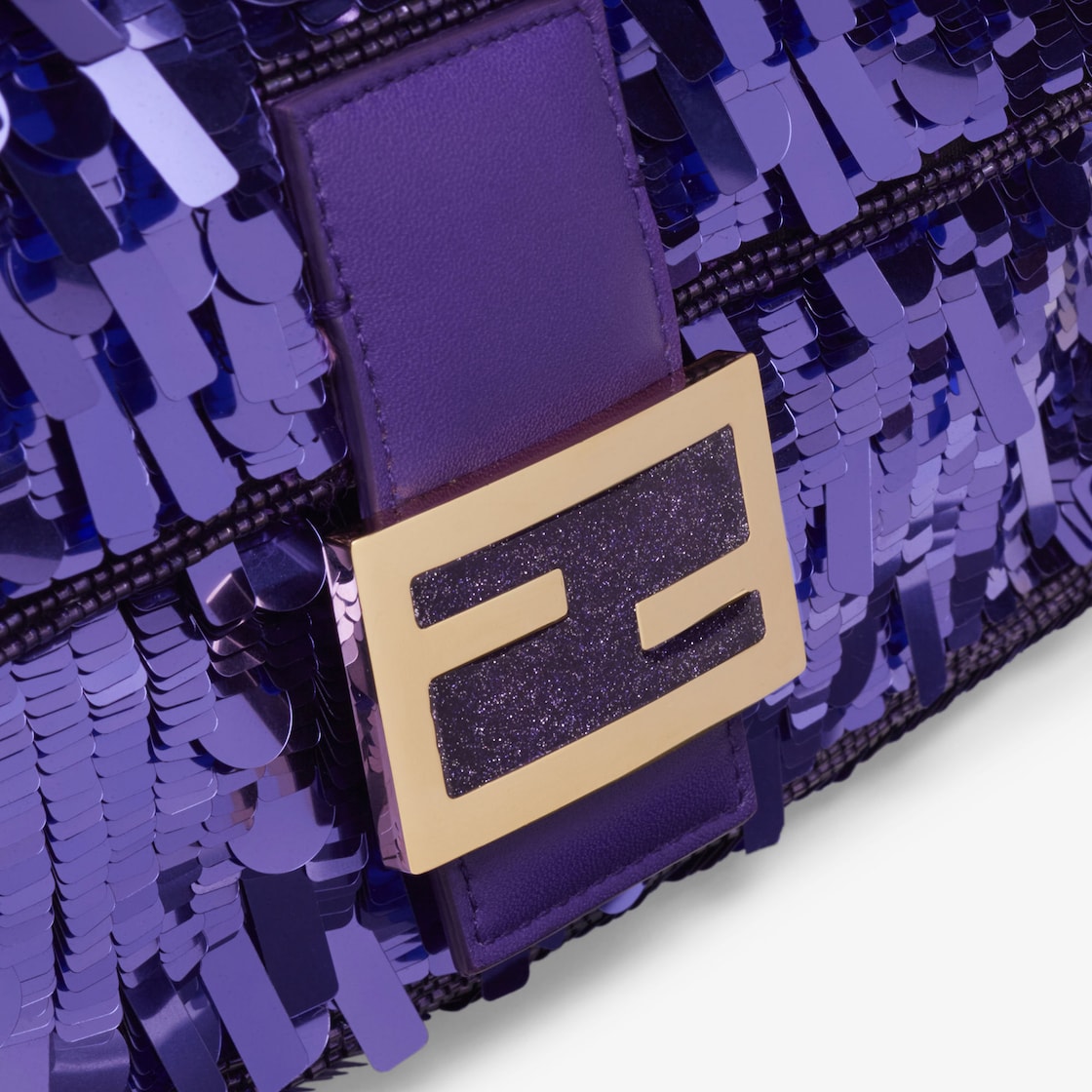 Fendi Sequin and Leather Baguette Mini Purple in Polyester with Gold-tone -  US