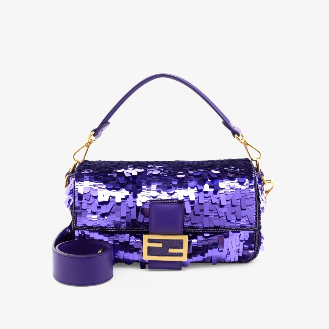 purple sequin baguette fendi