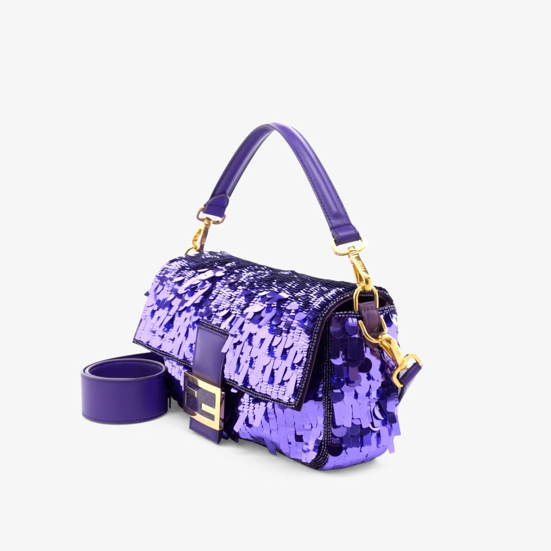 purple sequin baguette fendi