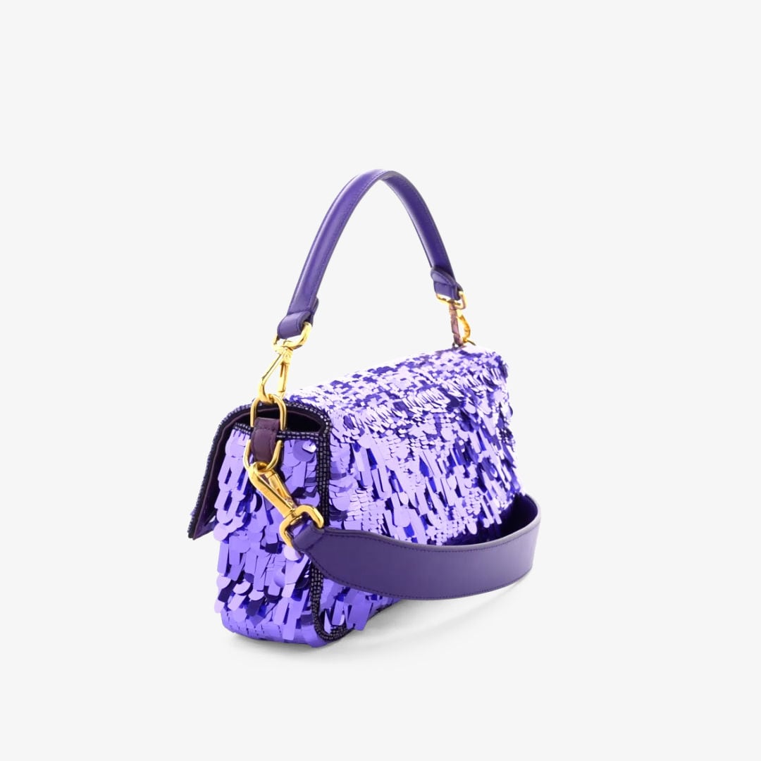 Purple sequin fendi online baguette