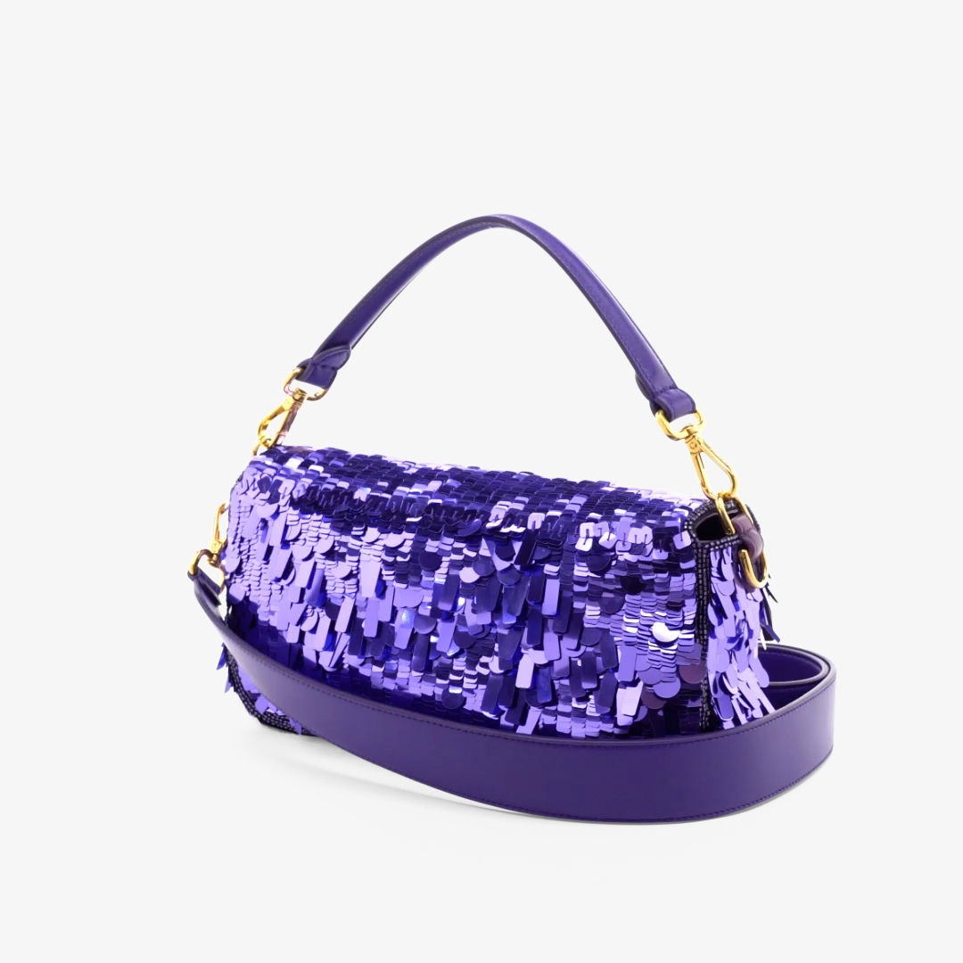 purple sequin baguette fendi