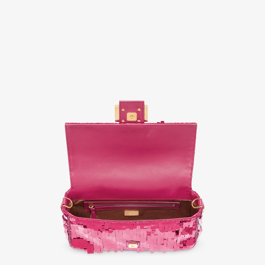 Baguette Mini - Pink sequin and leather bag