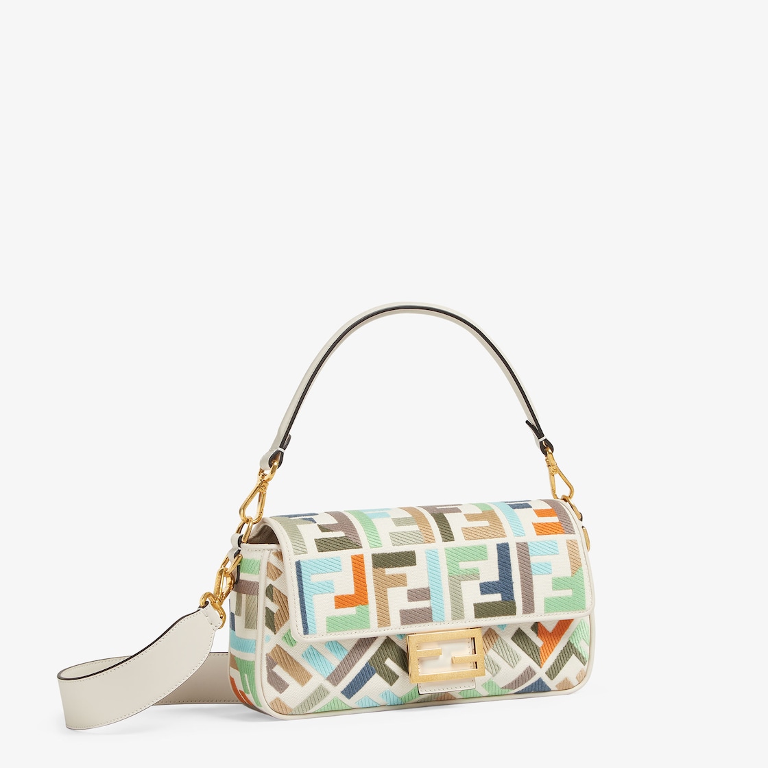 Fendi Multicolor FF Glazed Coated Canvas and Leather Inlay Baguette Bag -  ShopStyle