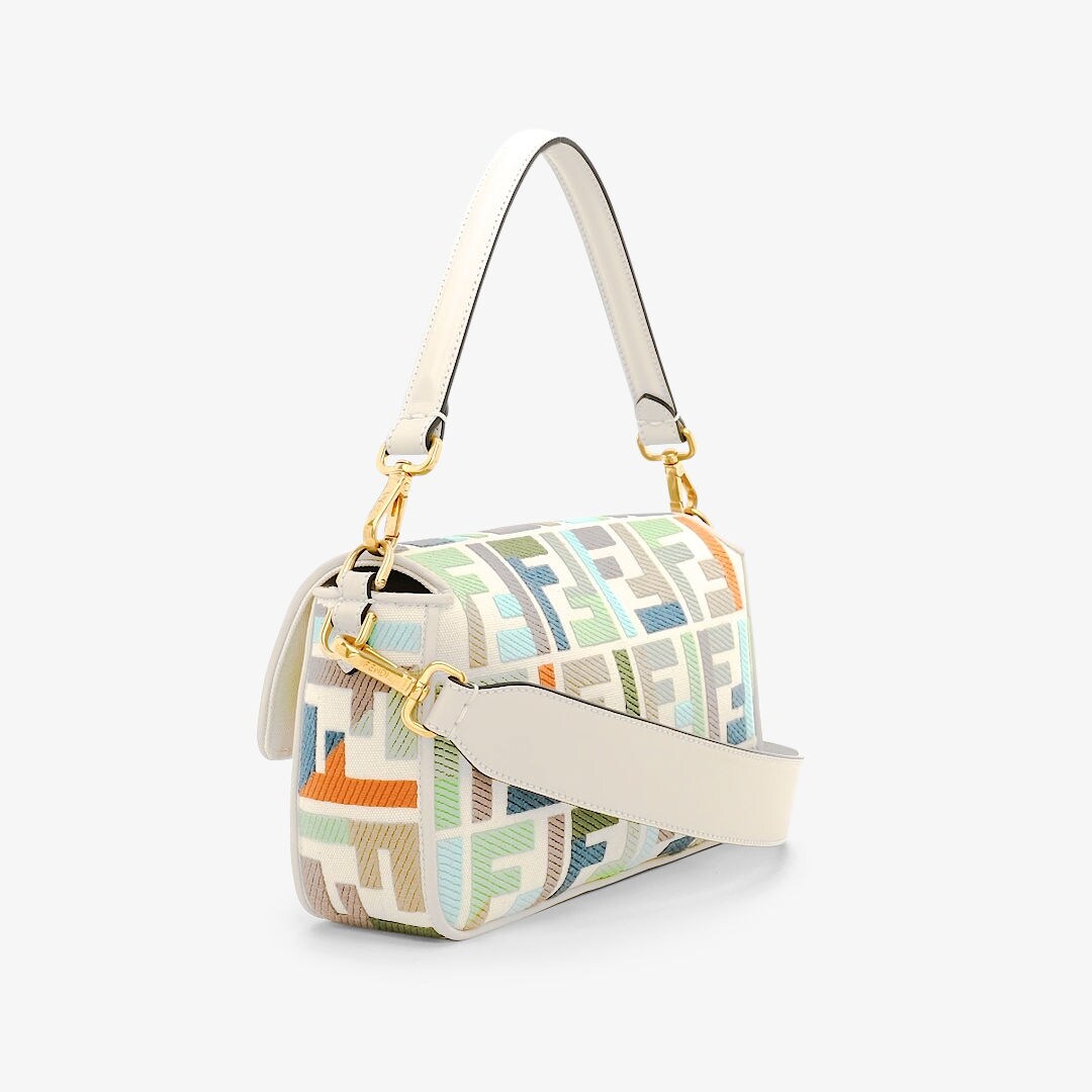 Baguette Multicolor canvas bag with FF embroidery Fendi