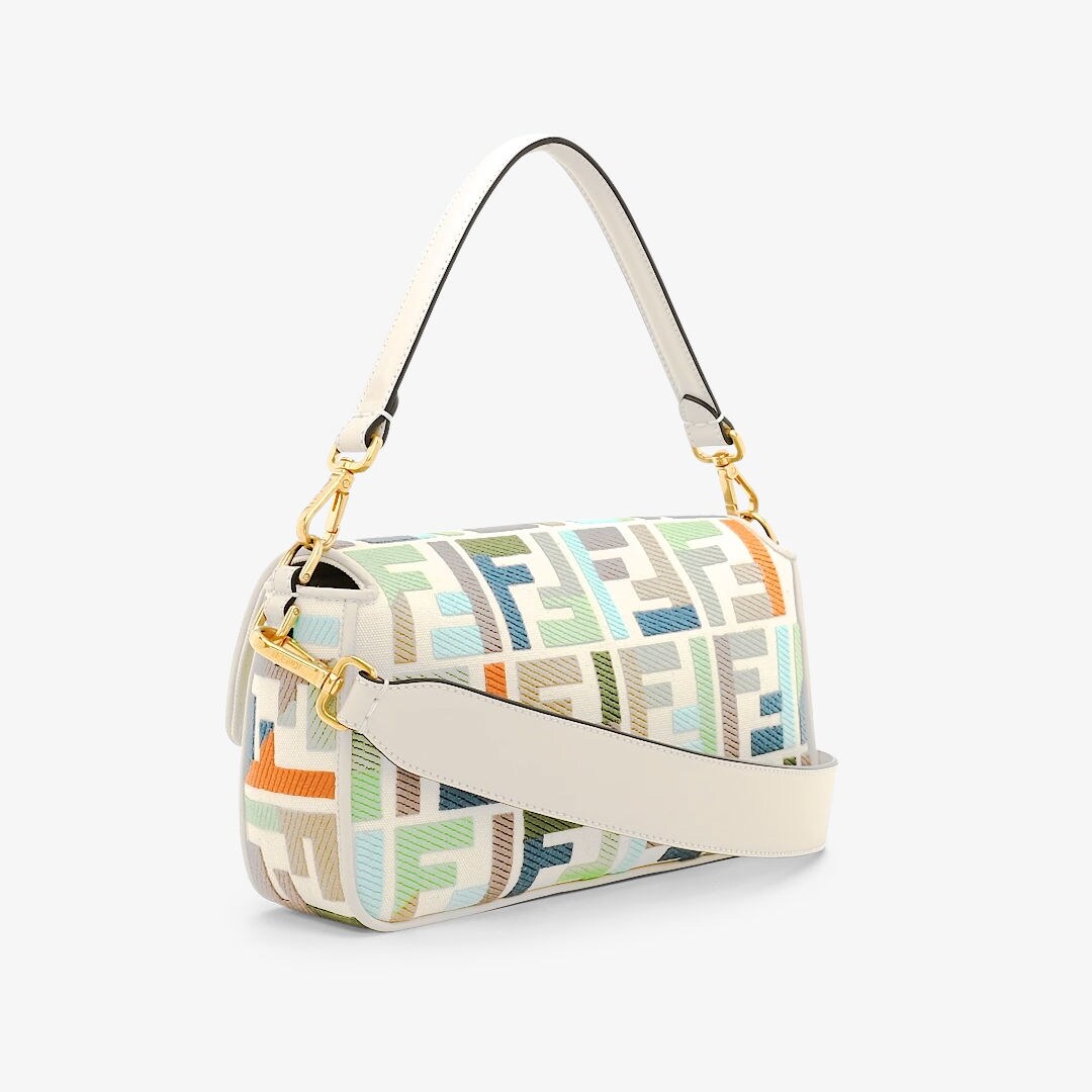 Baguette - Multicolor canvas bag with FF embroidery