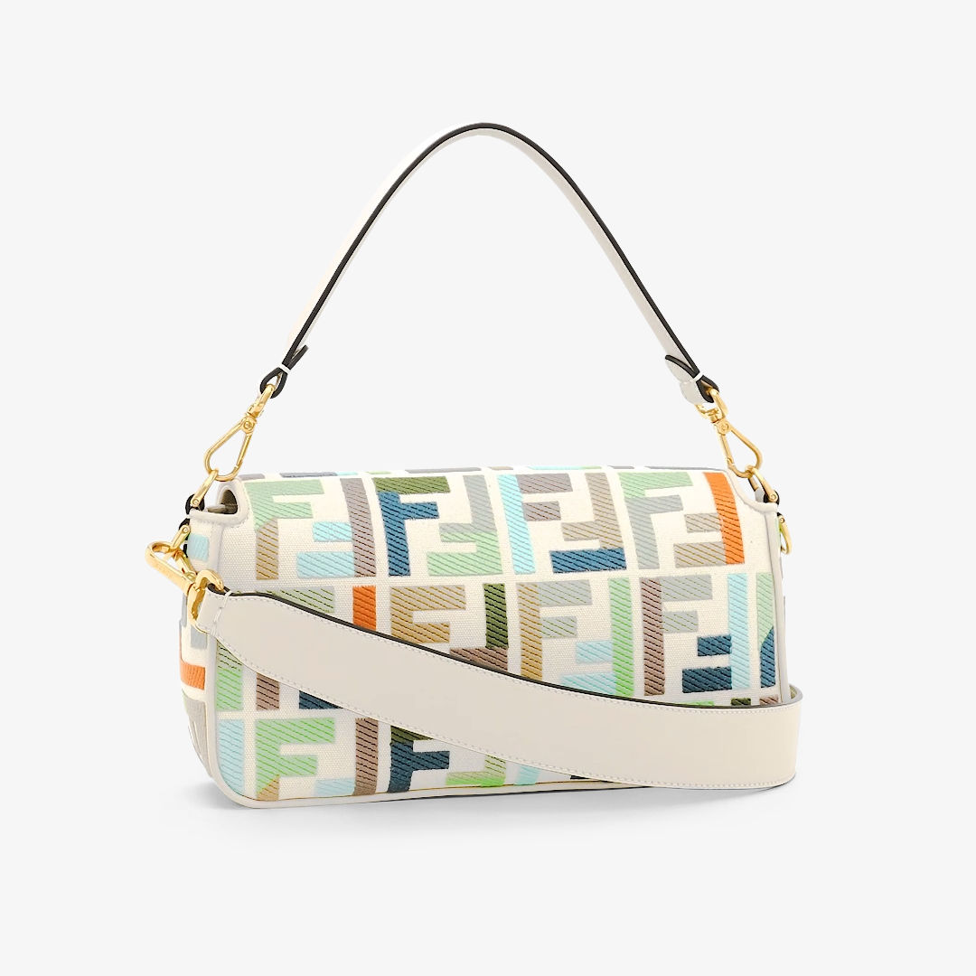 Baguette - Multicolor canvas bag with FF embroidery