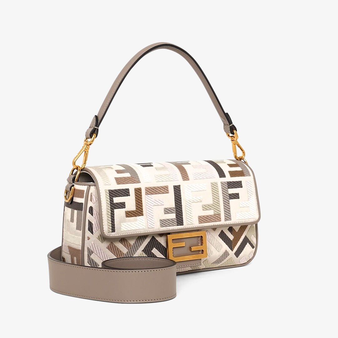 Baguette - Multicolor canvas bag with FF embroidery | Fendi