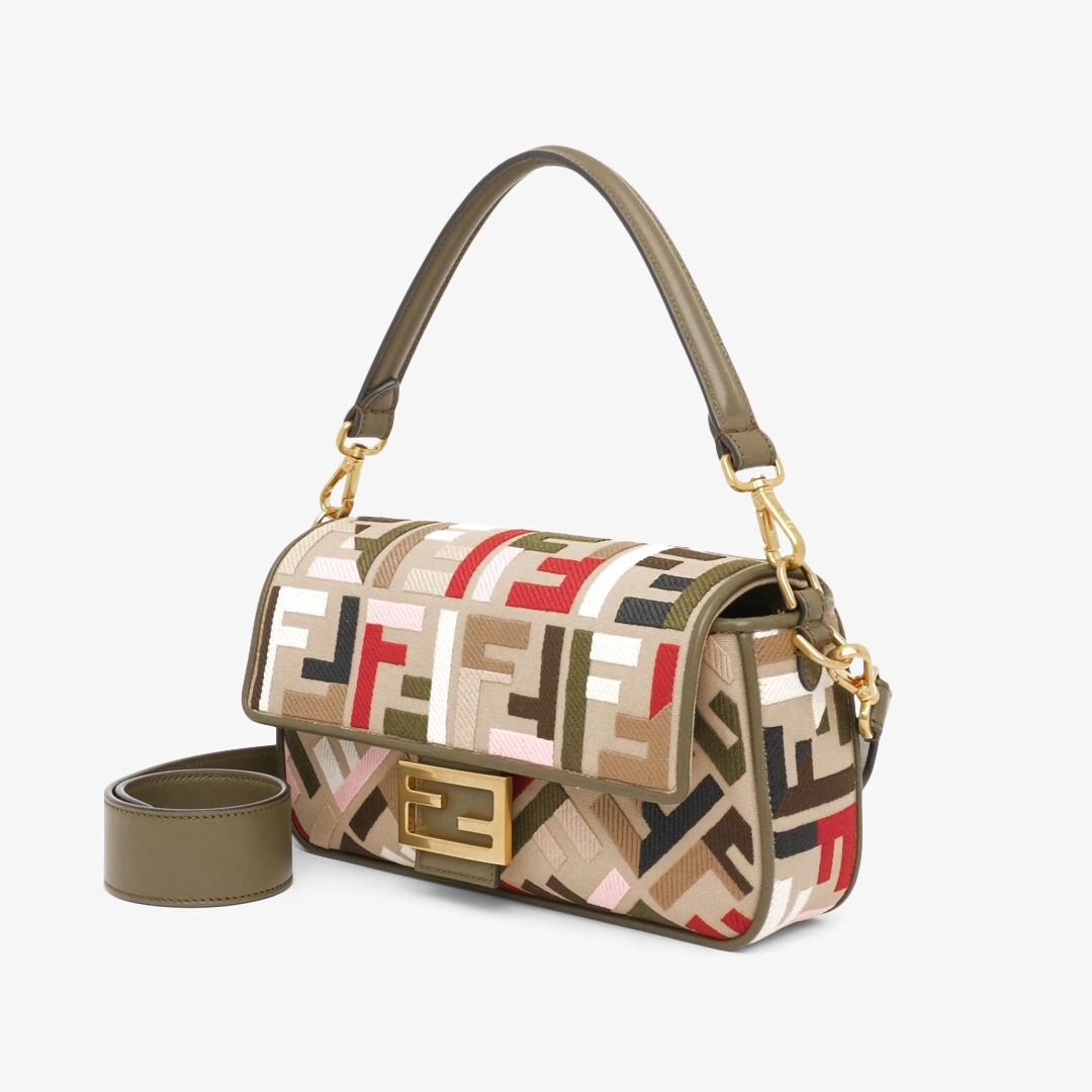 Baguette Canvas bag with multicolour FF embroidery Fendi