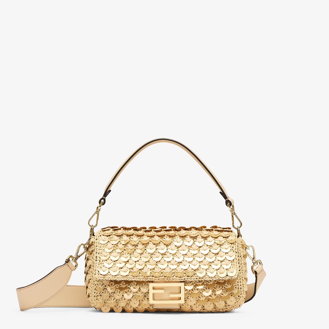 Baguette Macrame bag with gold sequins Fendi